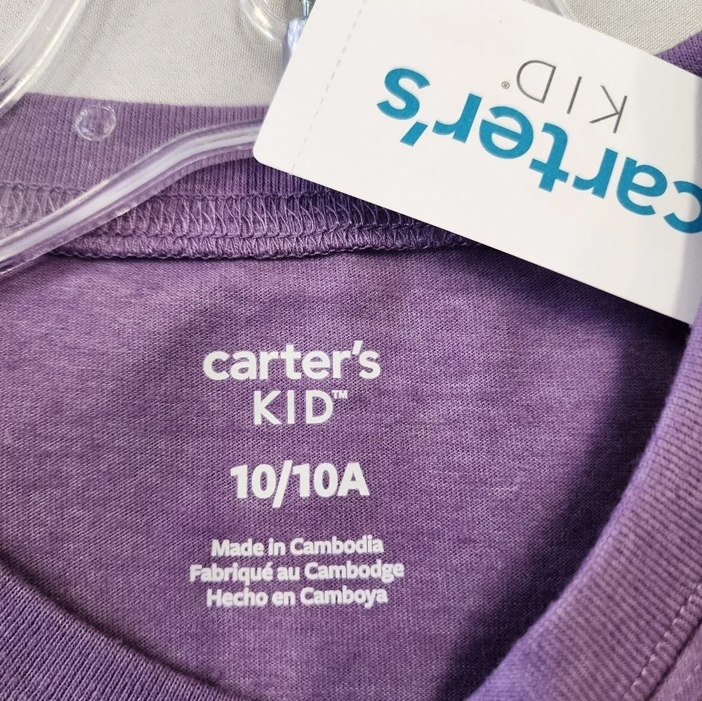 Carter's Dinosaur Graphic T-Shirt Purple Short Sleeve NWT Boys Size 10